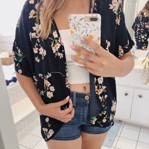 Floral print kimono